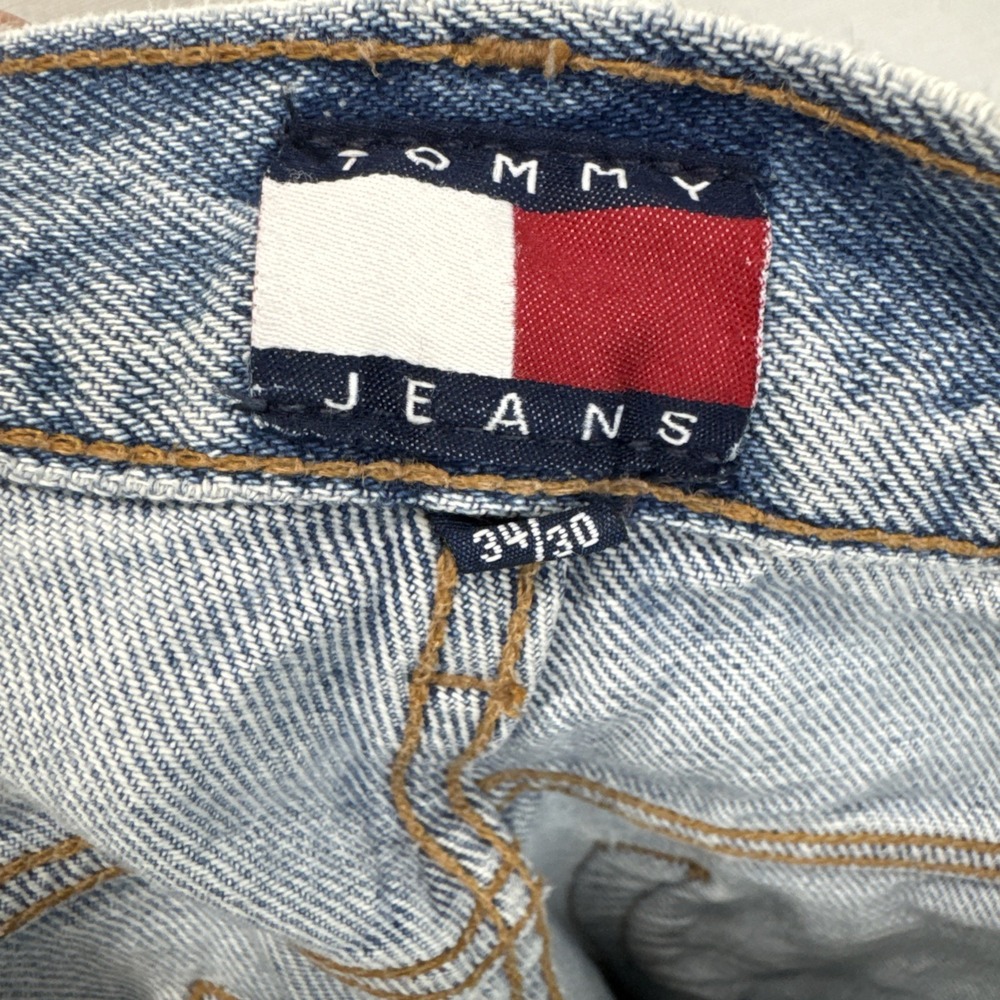 VTG 90s Tommy Hilfiger Jeans 32x29 Baggy Relaxed‎ Blue Med Wash Denim Y2K - Picture 14 of 16